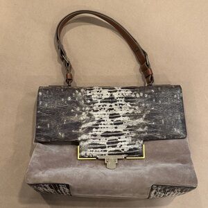 Lanvin Lizard Ivory and Brown Shoulder Bag